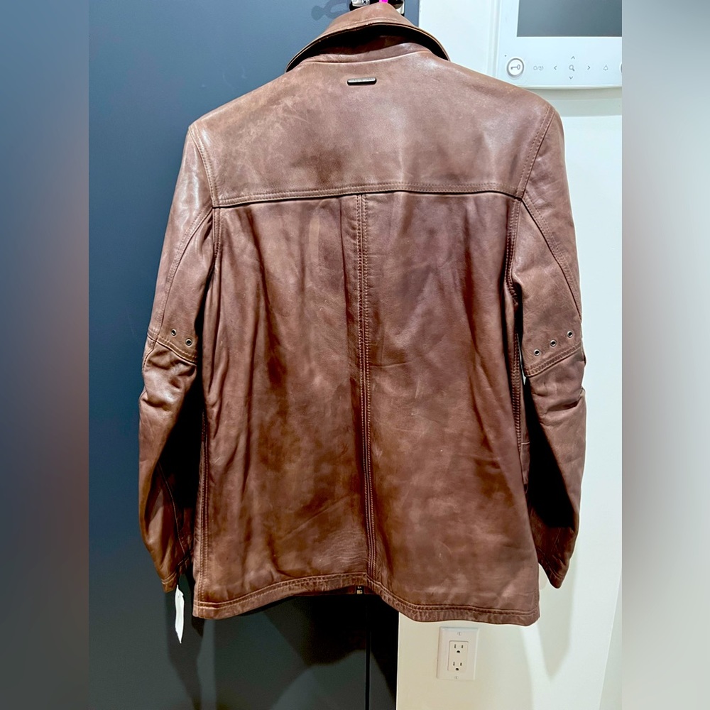 Marc New York mens size small, chocolate brown leather three-quarter jacket - Picture 3 of 7